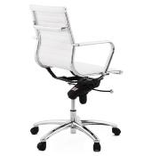 Fauteuil de Bureau design à roulettes et dossier bas 'GREATERS MINI' blanc avec pieds en métal chromé