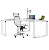 Fauteuil de Bureau design à roulettes et dossier haut 'GREATERS' blanc avec pieds en métal chromé