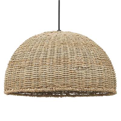 Suspension design ronde 'ARC' style rustique en algue marine naturelle structure en métal noir