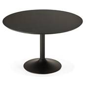 Table / table de réunion ronde design 'KONTUR BLACK XL' noire pied central en métal noir - Ø 120 cm