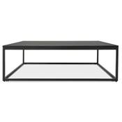 Grande table basse style industriel carrée 'FYRKANT' bois noir pieds métal noir - 110 x 110 cm