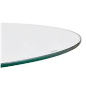 Petite table / table de réunion ronde 'LIGHTY' plateau verre transparent pied central chromé - Ø 90 cm