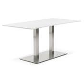 Table / bureau design 'TVILLIN MEDIUM' blanche en bois pied central en acier brossé - 160 x 80 cm