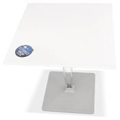 Table design carrée intérieur / extérieur 'RAMO' blanche pied central transparent gris - 80 x 80 cm