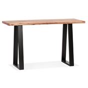 Table console style industriel 'HIGH BARNE' bois massif pieds tréteaux en métal noir - 130 x 45 cm