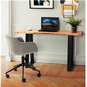 Table console style industriel 'HIGH BARNE' bois massif pieds tréteaux en métal noir - 130 x 45 cm