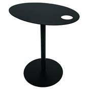 Table d'appoint guéridon design ovale 'DRINK' tablette et pied central en métal noir - 42 x 31 cm