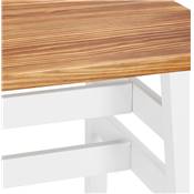 Table de bar Mange-debout design 'BARAS' en bois massif non traité pied en métal blanc - 150 x 60 cm
