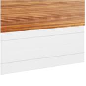 Table de bar Mange-debout design 'BARAS' en bois massif non traité pied en métal blanc - 150 x 60 cm
