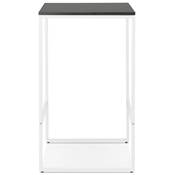 Table bar haute style industriel carré 'BISTRO' bois noir 4 pieds métal blanc idéal proffesionnels