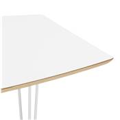Table / table de réunion extensible 'RYM' blanche 4 pieds métal blanc - 170(270) x 100 cm