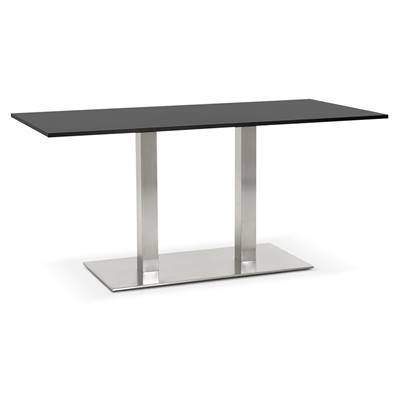 Table / bureau design 'TVILLIN MEDIUM' noire en bois pied en central acier brossé - 160 x 80 cm