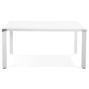 Table de réunion / bureau bench 'BIG AFER XL' bois blanc pieds métal blanc et chromé - 160 x 160 cm