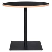 Table ronde 'KRUBBA' en bois noir et pied central en métal noir à base carrée - Ø 80 cm