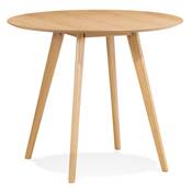 Table / table de réunion scandinave ronde 'SMALL SOLNÄ' plateau et 4 pieds bois naturel – Ø 90 cm
