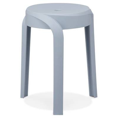 Tabouret bas design de style moderne empilable 'FIORI' en resine bleue claire