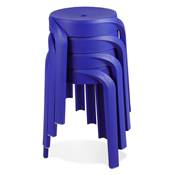 Tabouret bas design de style moderne empilable 'FIORI' en resine bleue foncée