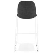 Tabouret de bar empilable design 'VERK' en tissu gris foncé 4 pieds en métal blanc et dossier haut