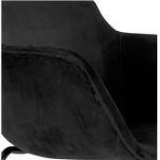 Tabouret de bar design à accoudoirs moderne 'CARINO' en velours noir avec 4 pieds en métal noir
