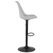 Tabouret de bar réglable design 'BAROK' pivotant gris pied et repose pieds métal noir dossier haut
