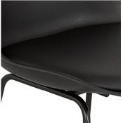 Tabouret de bar design 'GUSTO' noir avec pieds tréteaux et repose pieds en métal noir dossier haut