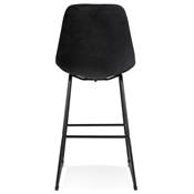 Tabouret de bar 'GUSTO' en velours noir pieds tréteaux et repose pieds en métal noir dossier haut