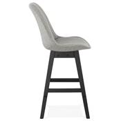 Tabouret snack mi-hauteur 'CHAIRMAN MINI BLACK EDITION' tissu gris clair 4 pieds noir dossier haut