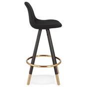 Tabouret de snack mi-hauteur 'MODEN MINI' tissu 4 pieds bois noir et doré repose pieds dossier haut