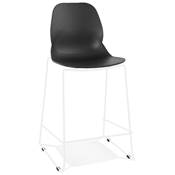 Tabouret de snack mi-hauteur empilable 'GREAT MINI' noir pieds tréteaux en métal blanc dossier haut
