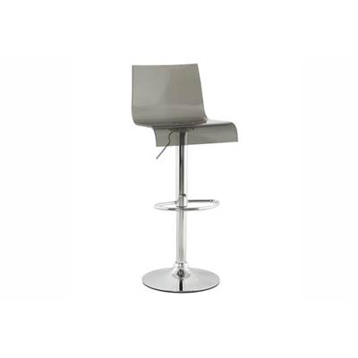 Tabouret de bar réglable design 'Ice' pivotant plexiglass gris foncé pied métal chromé dossier haut