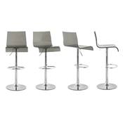 Tabouret de bar réglable design 'Ice' pivotant plexiglass gris foncé pied métal chromé dossier haut