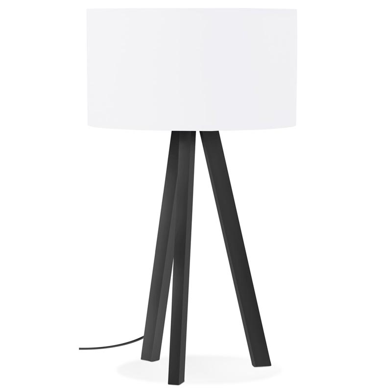 Lampe à poser scandinave trépied 'Stätiv Black Edition' abat-jour blanc 3 pieds en métal noir