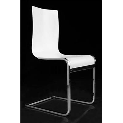 Chaise design 'Klass' en bois blanc avec pied chromé