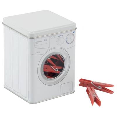 Boîte pour pinces à linge en métal blanc + pinces à linge