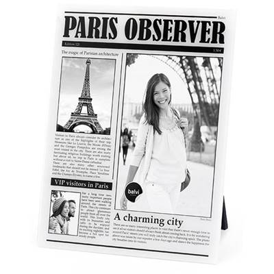 Cadre photo journal 'Paris Observer' blanc et noir
