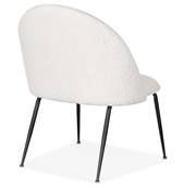 Fauteuil design 'ART' en tissu bouclé blanc avec 4 pieds en métal noir