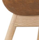 Chaise design à accoudoirs 'MAJESTY' en microfibre marron et 4 pieds en bois naturel