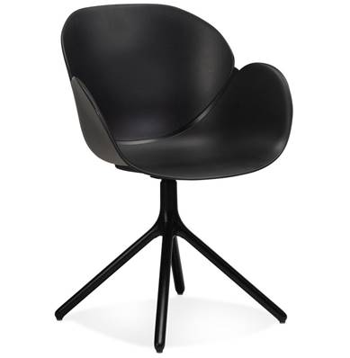 Chaise design à accoudoirs 'TUNED' noire avec 4 pieds en métal noir