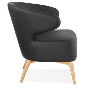 Fauteuil lounge design à accoudoirs 'COBBE' noir et pieds en bois naturel