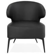 	Fauteuil lounge design à accoudoirs 'STEEL COBBE' noir pieds en métal noir