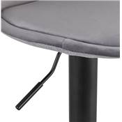 Tabouret de bar réglable 'LUSSO' pivotant velours gris pied et repose pieds métal noir dossier haut