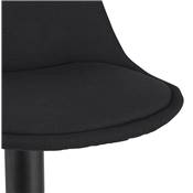 Tabouret de bar réglable 'LUSSO' pivotant en tissu noir pied et repose pieds métal noir dossier haut
