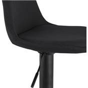 Tabouret de bar réglable 'LUSSO' pivotant en tissu noir pied et repose pieds métal noir dossier haut