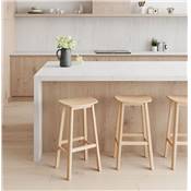 Tabouret de bar design de style scandinave 'BERE' assise avec 4 pieds en bois naturel