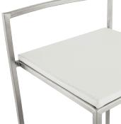 Tabouret de snack mi-hauteur empilable carré 'Iron Mini' blanc pieds en métal brossé dossier bas