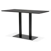 Table de bar haute design 'Tvillin Black XL' bois noir double pied central métal noir – 180 x 90 cm