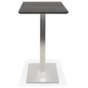 Table de bar haute design 'TVILLIN' bois noir double pied central métal brossé – 150 x 70 cm