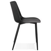 Chaise design moderne 'SILDE' noire avec 4 pieds en métal noir