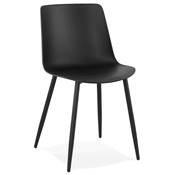 Chaise design moderne 'SILDE' noire avec 4 pieds en métal noir