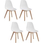 Chaise scandinave 'Karl' blanche avec 4 pieds en bois naturel - Lot de 4